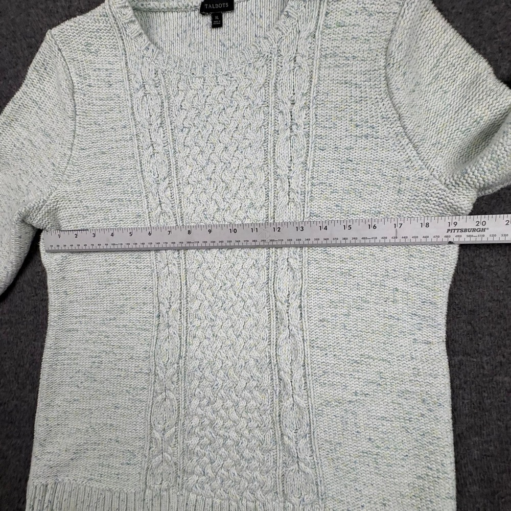 Talbots Women XL Cable Knit Sweater Speckled Cottagecore Neutral Coastal Prep - Picture 7 of 8
